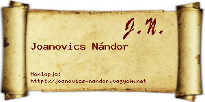 Joanovics Nándor névjegykártya