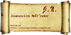 Joanovics Nándor névjegykártya